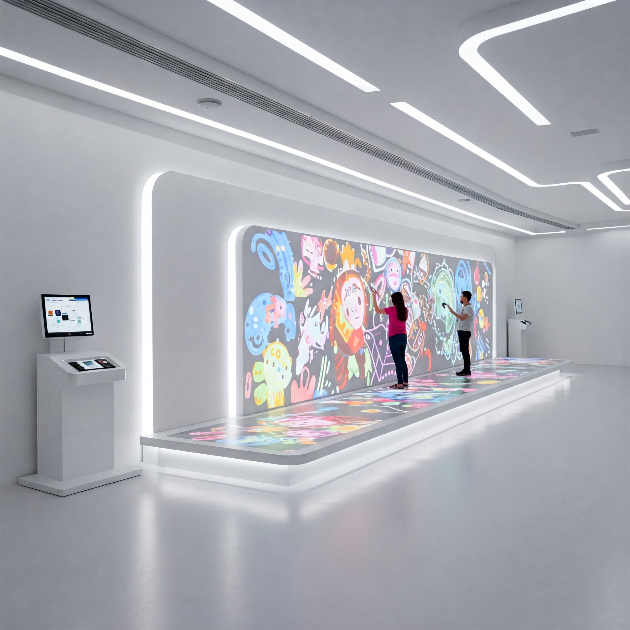 AR experiences and 3D visual displays in an interactive virtual office